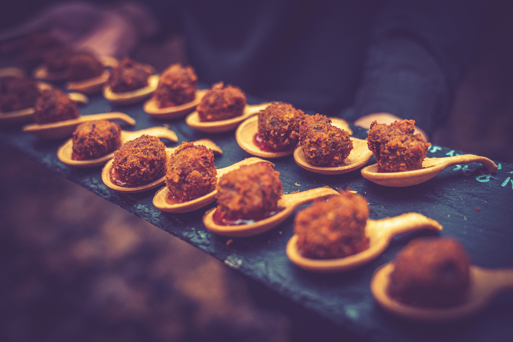 Freshly prepared canapés