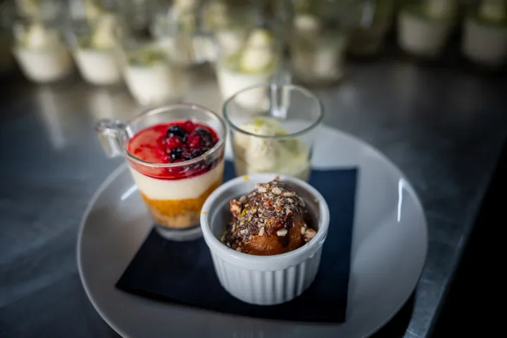 A trio of individually plated desserts