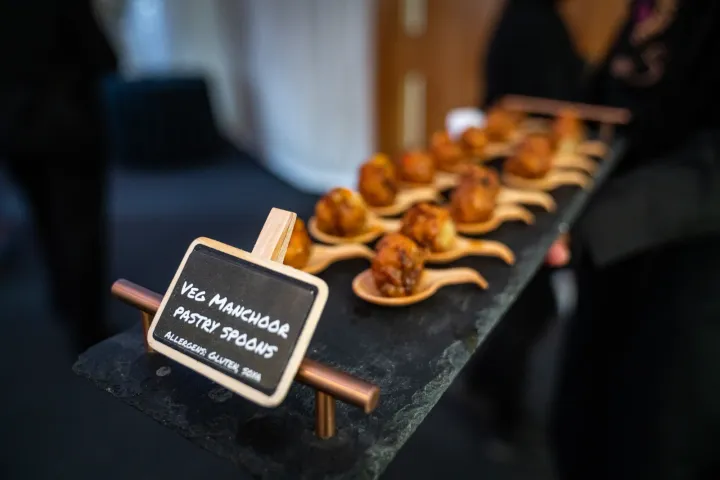 Mushroom bites presented on tasting spoons