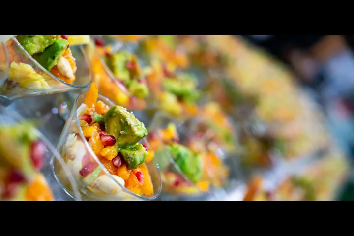 Individual savoury cones with colourful garnish
