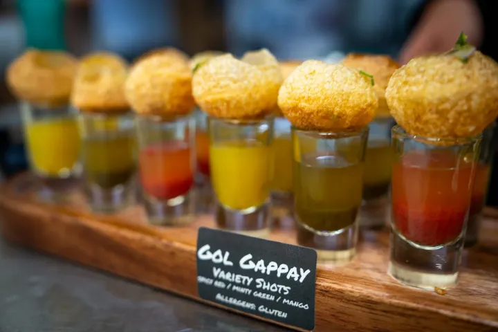 Gol gappay with an assortment of flavoured pani