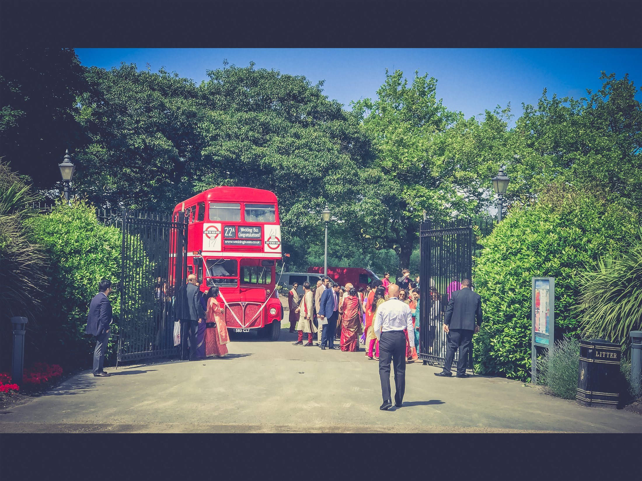 Vintage wedding bus transport
