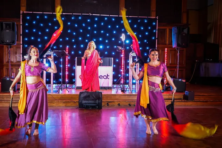 Dancers performing with colourful ribbons