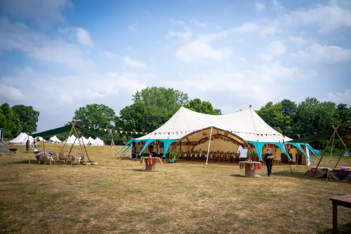 Marquee and smaller tents on an open event field