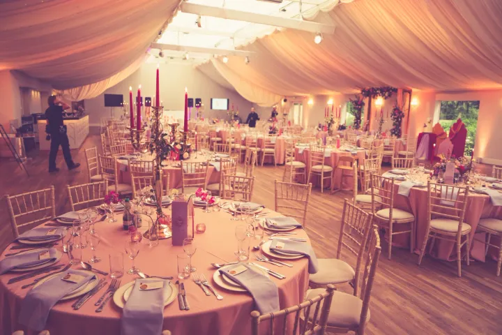 Close view of a dressed marquee dining table