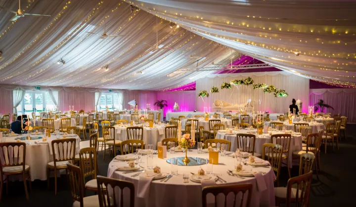 Wedding marquee with soft ceiling lights
